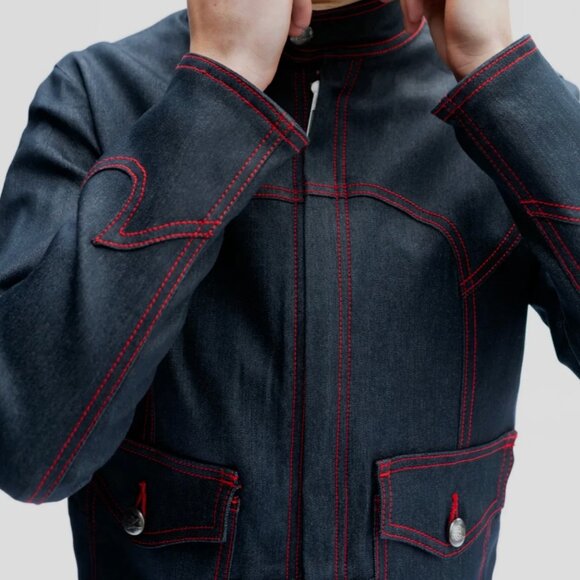 Gigi Montrose Speed Women's Motorcycle Jacket XS MADE IN USA Waxed Denim Kevlar - Picture 4 of 16